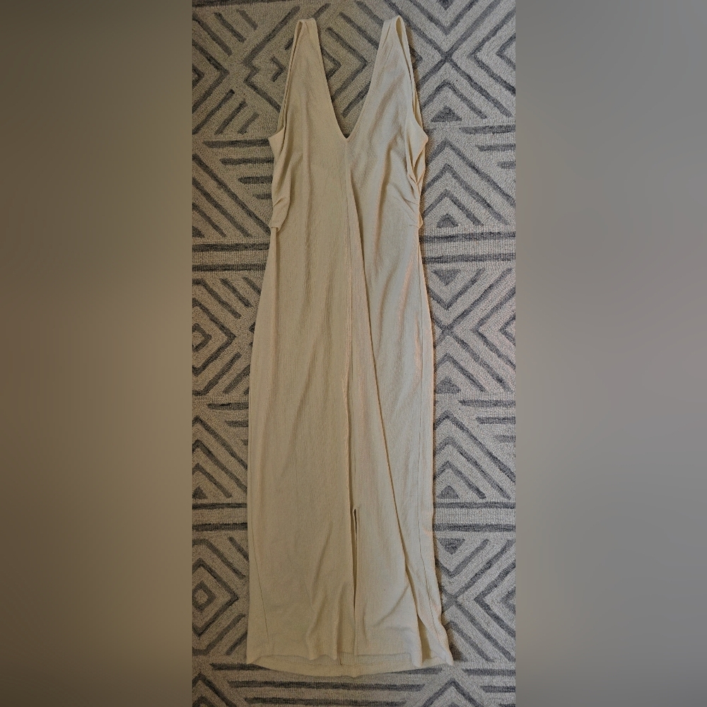 Anthropologie Free People Lyla Beach Ruched Maxi Dress in Summer Khaki - Picture 5 of 8